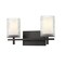 Z-Lite Grayson Vanity, 2-Light, 16 In.W x 5.75 In.L x 8.5 In.H, Matte Black/Clear + Etched Opal 1949-2V-MB - alternate 1